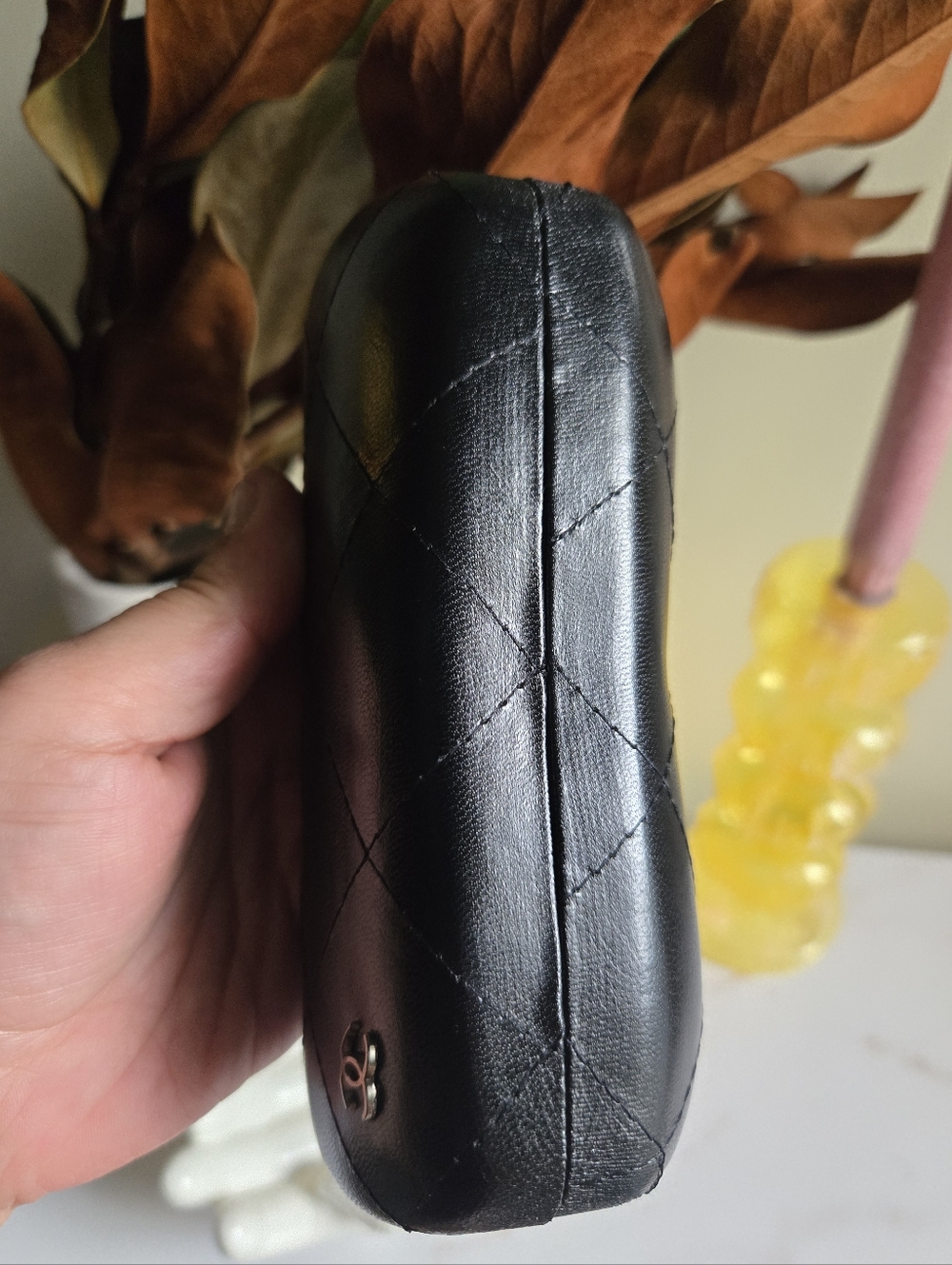 GUC Chanel Black Quilted Leather Sunglasses Case - Picture 6 of 9